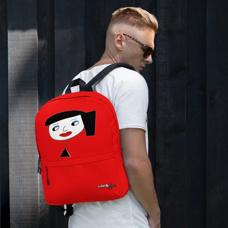 "Lynn Beauty Face" Red Backpack