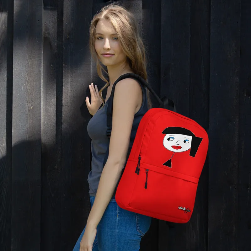 "Lynn Beauty Face" Red Backpack
