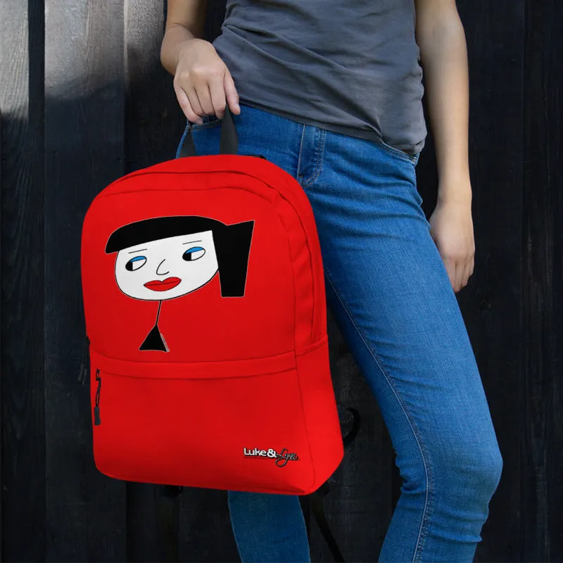 "Lynn Beauty Face" Red Backpack