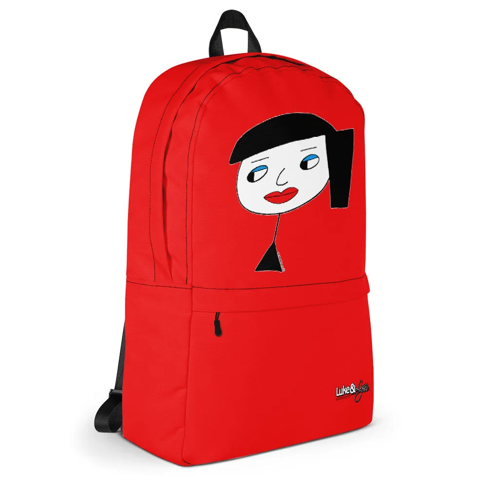 "Lynn Beauty Face" Red Backpack