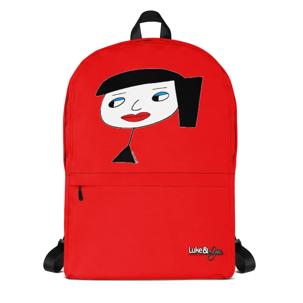 "Lynn Beauty Face" Red Backpack