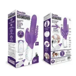 Rabbit Essentials Rechargeable Double Penetration Rabbit - Hot Purple