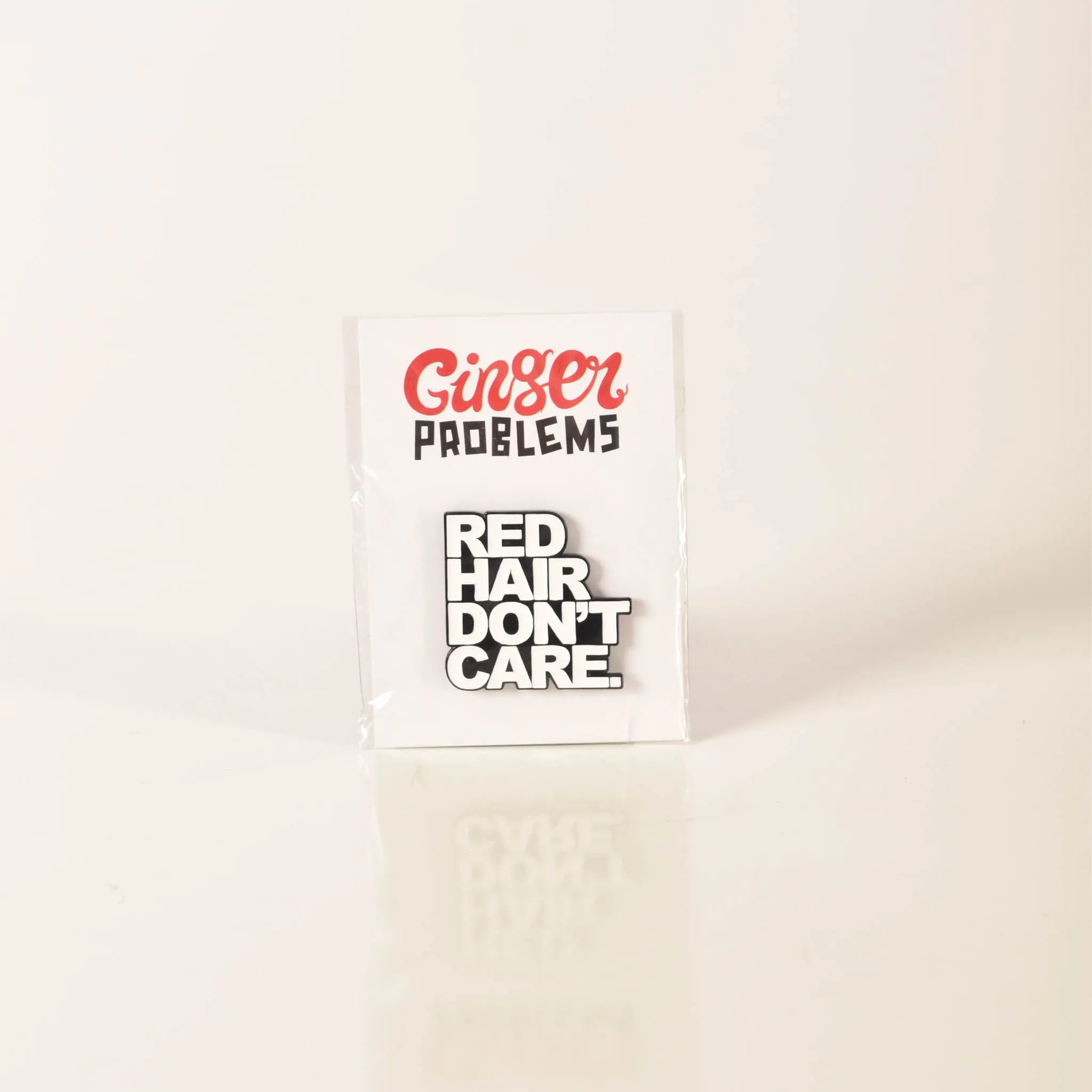 Red Hair Don't Care Block Pin