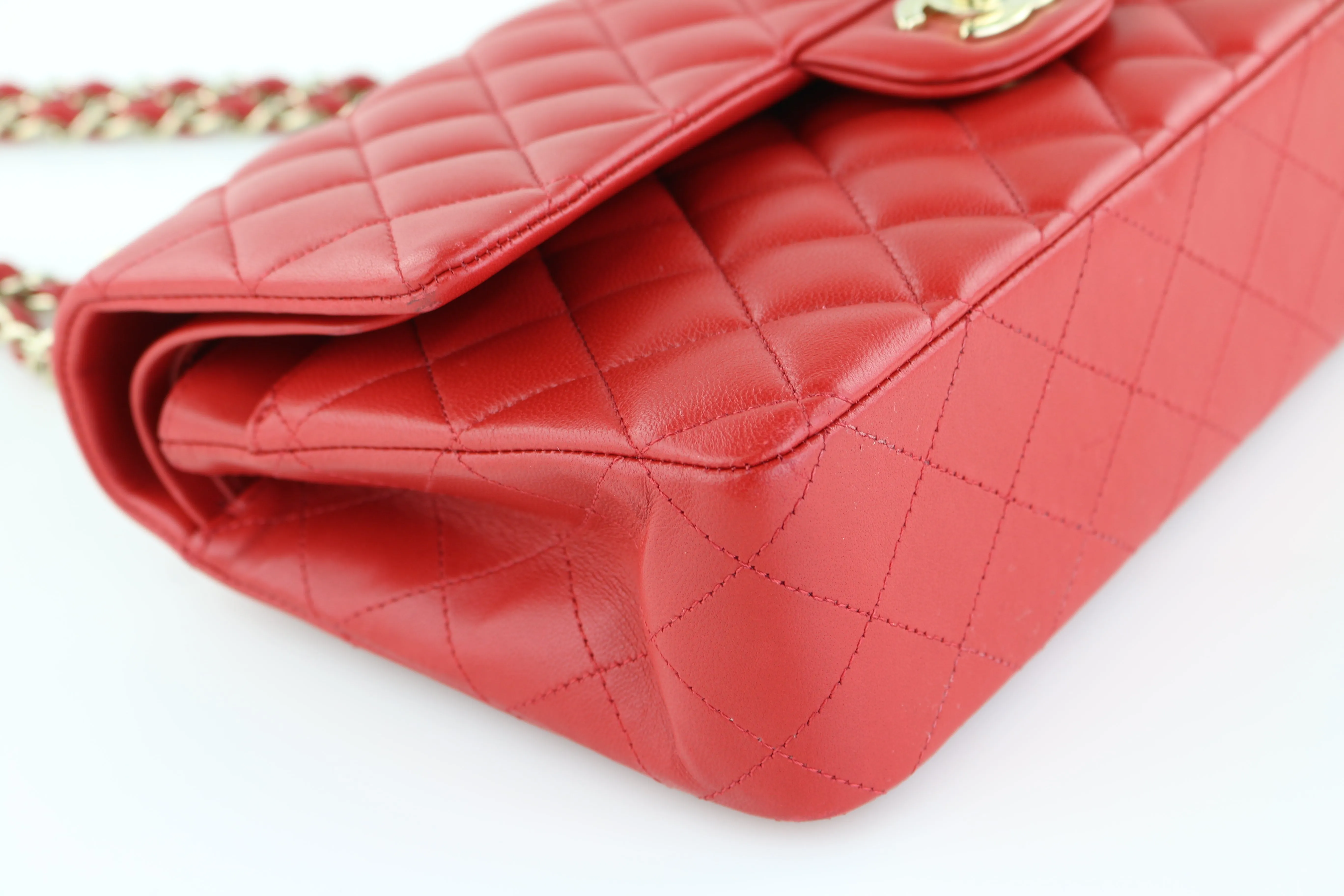 Red Lambskin Medium Flap