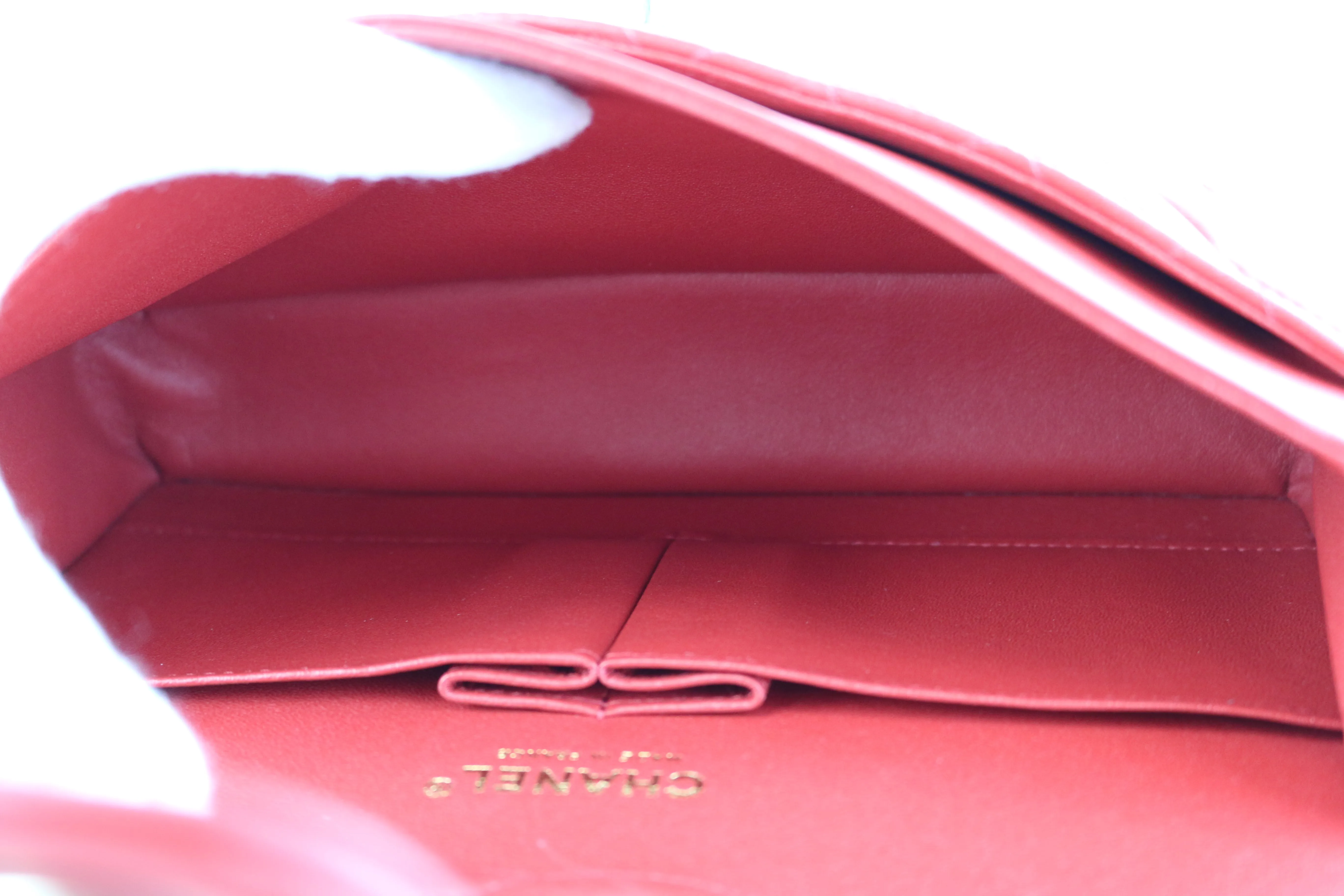 Red Lambskin Medium Flap