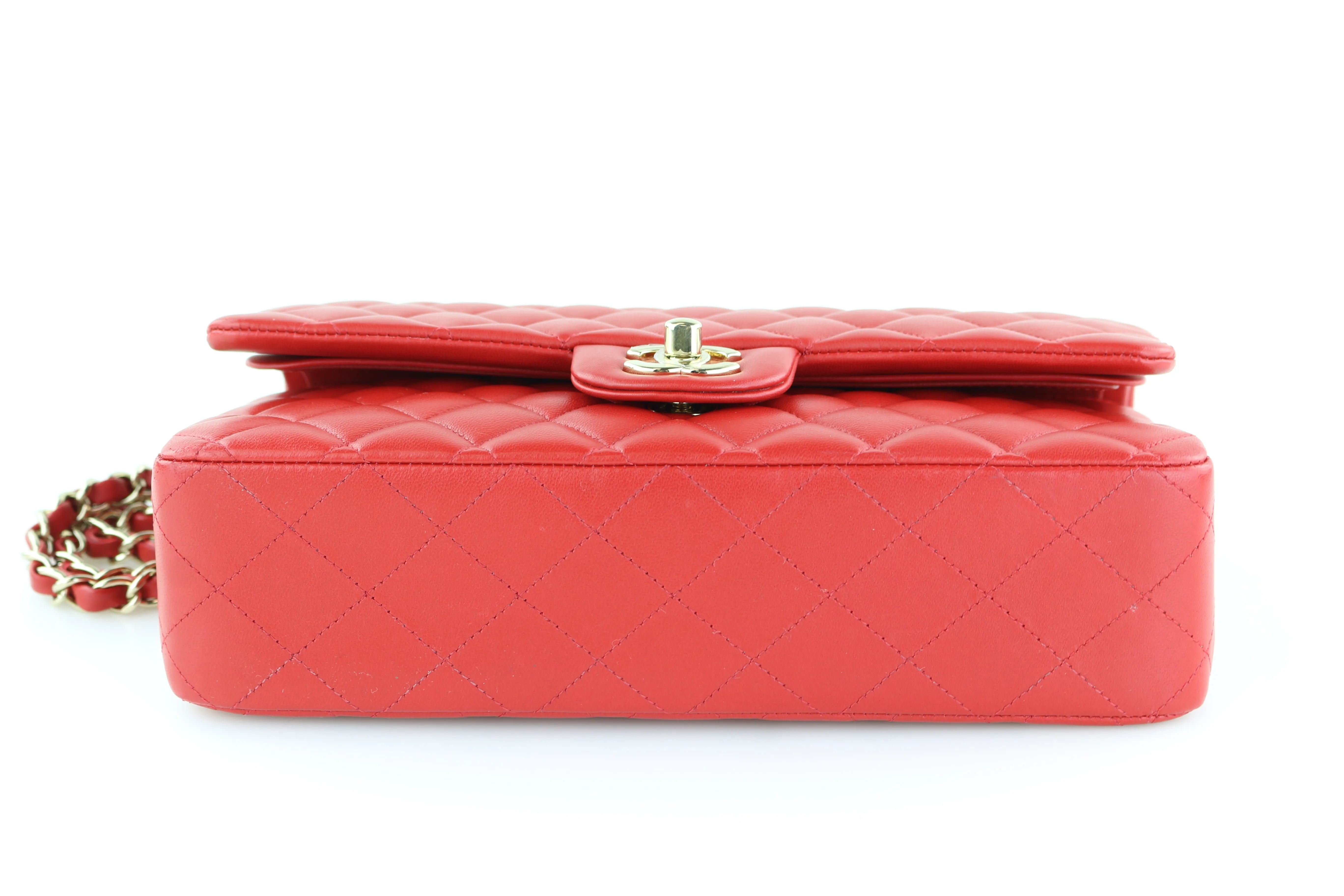 Red Lambskin Medium Flap