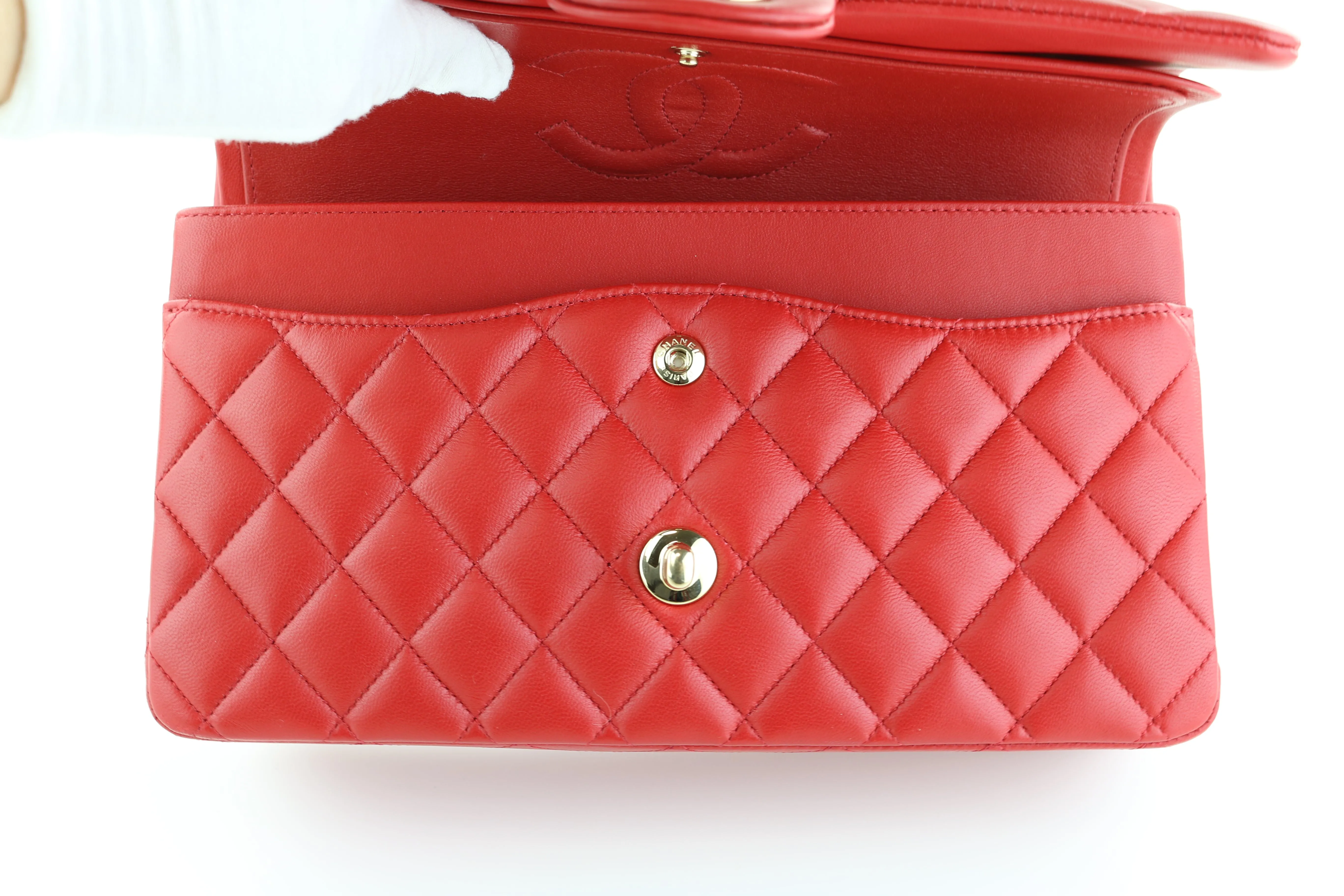 Red Lambskin Medium Flap