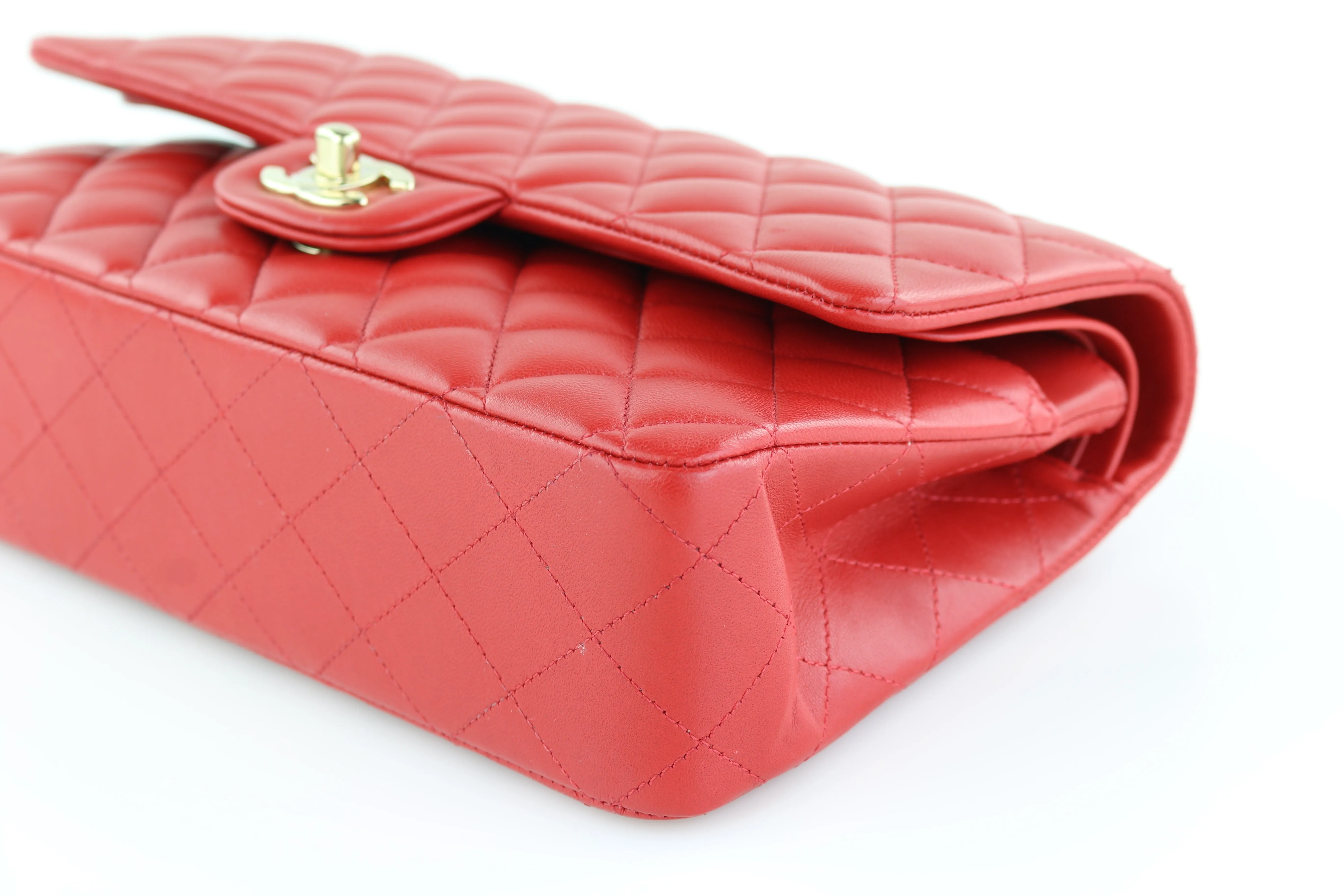 Red Lambskin Medium Flap