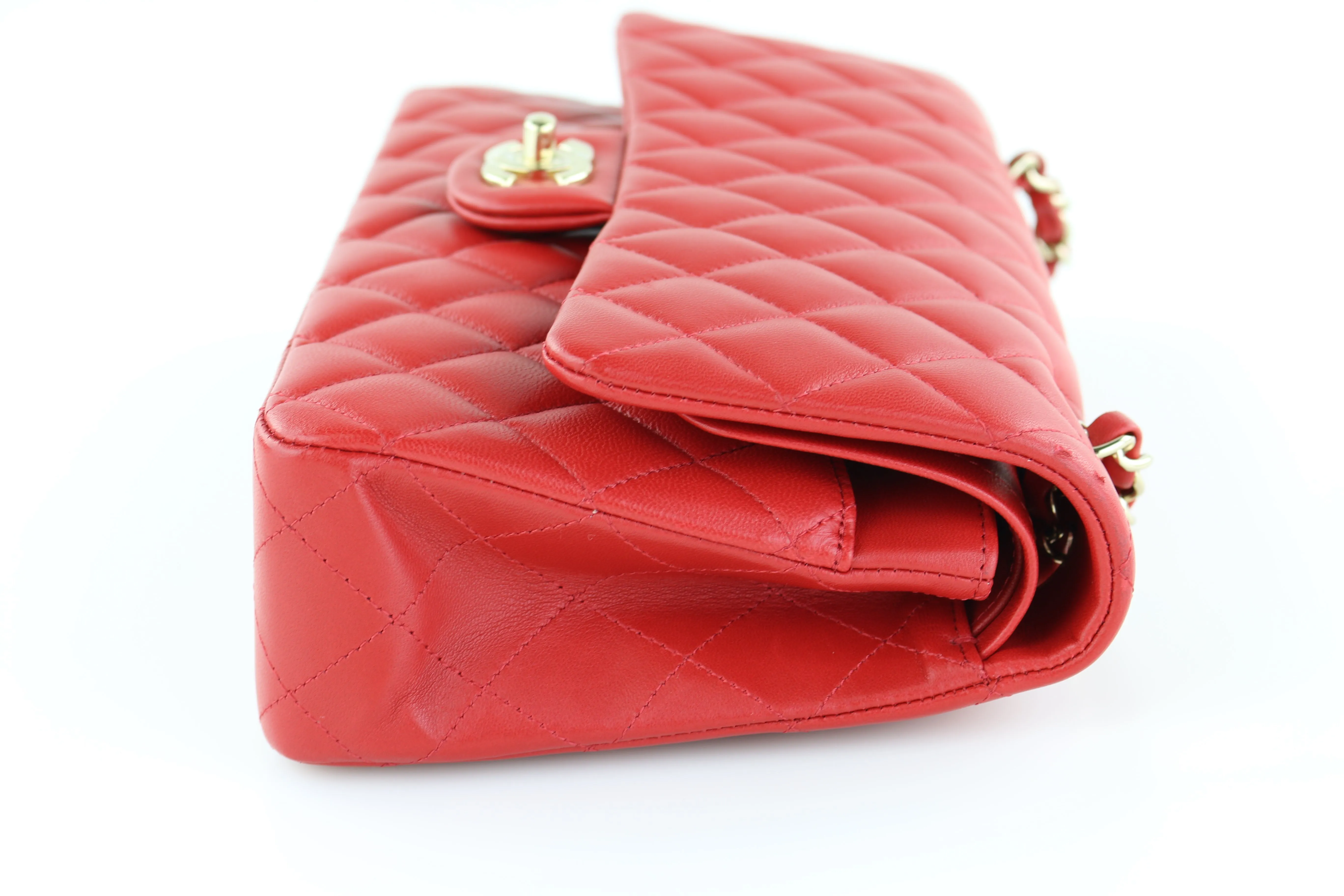 Red Lambskin Medium Flap