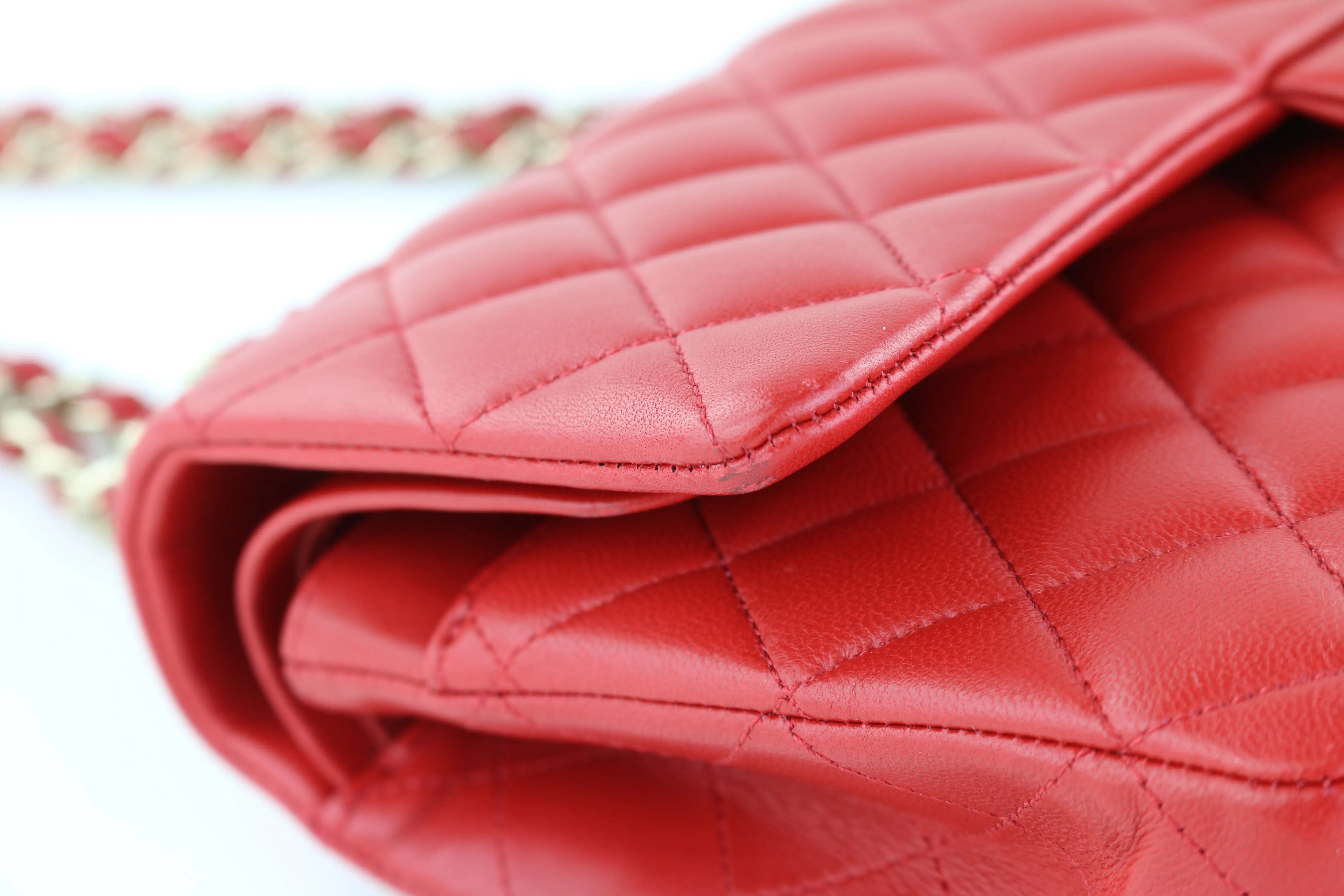 Red Lambskin Medium Flap