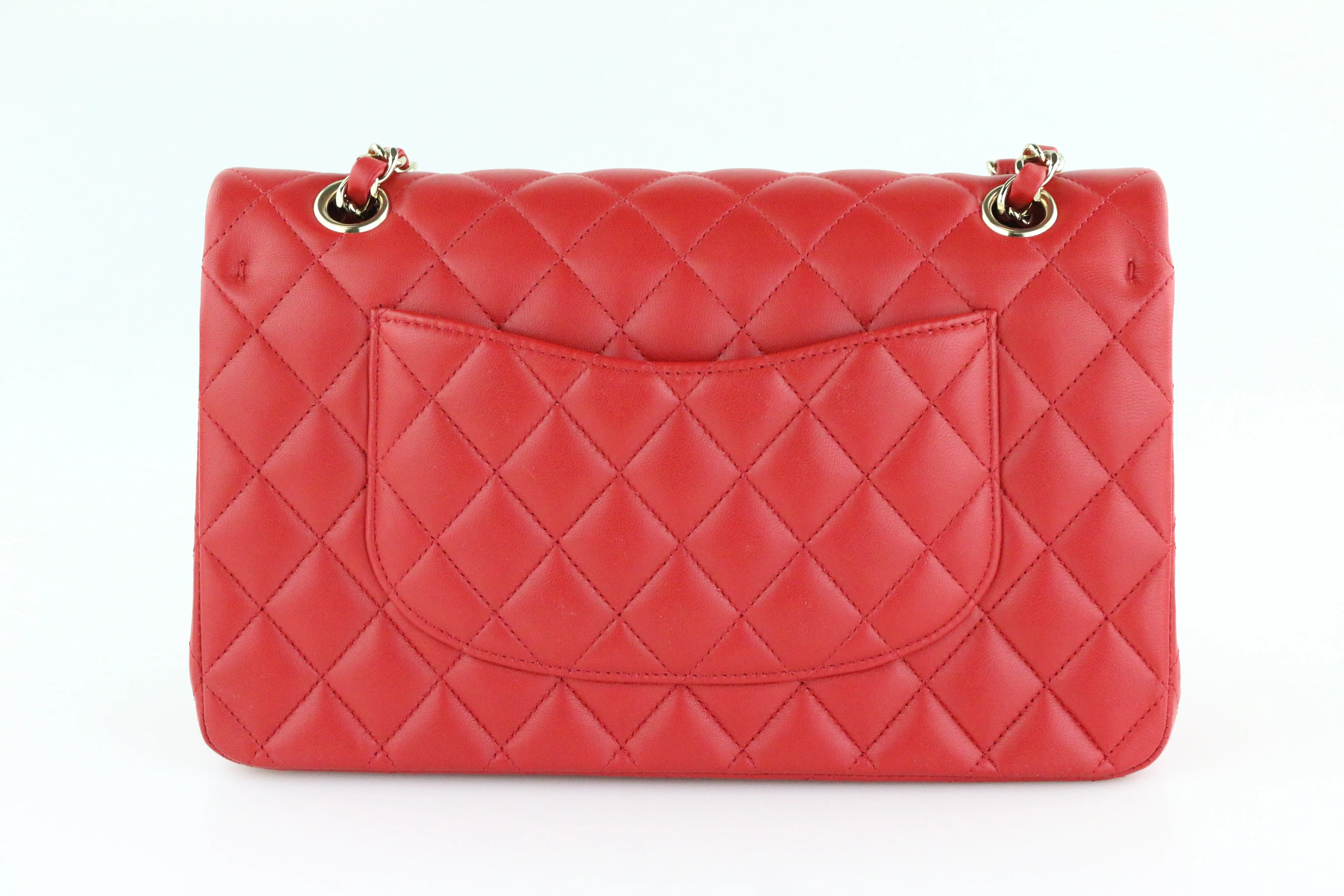 Red Lambskin Medium Flap