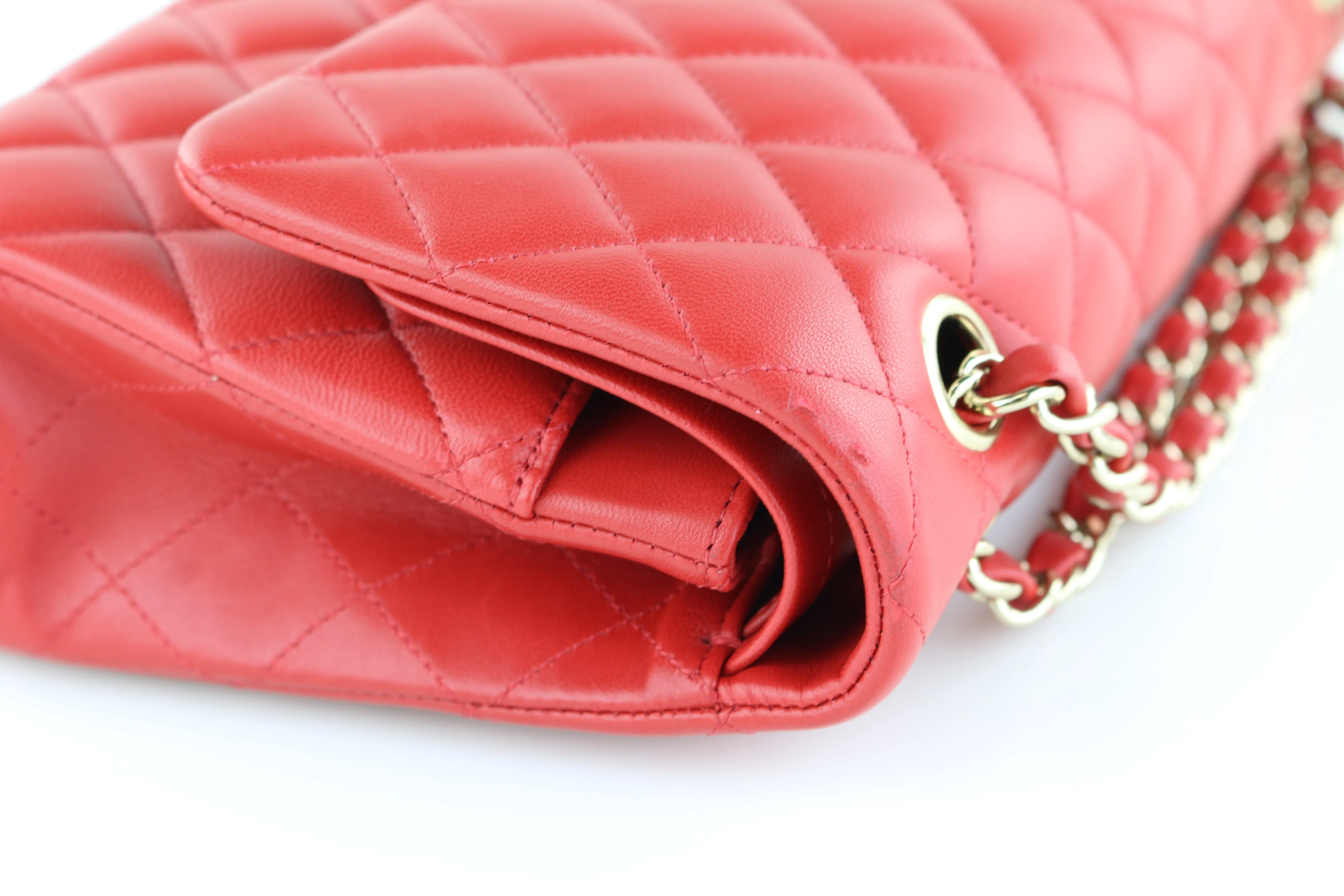 Red Lambskin Medium Flap
