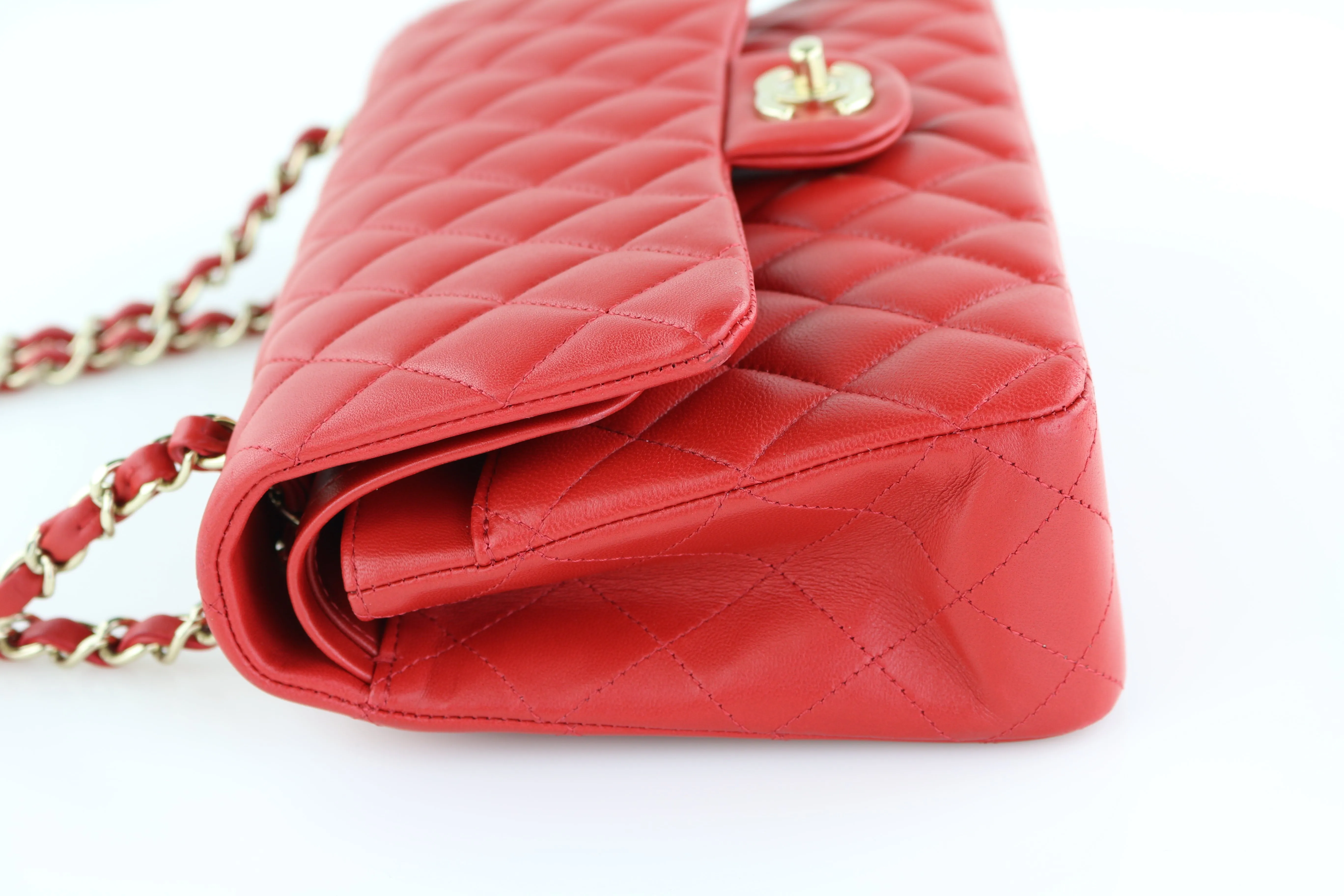 Red Lambskin Medium Flap