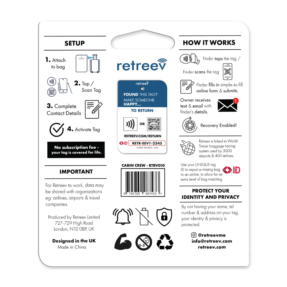 Retreev Smart Tag - Cabin Crew