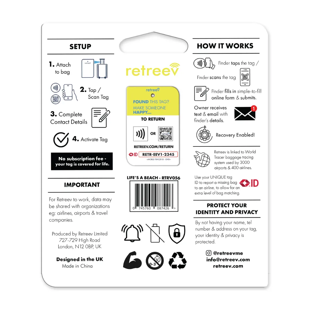 Retreev Smart Tag - Life's A Beach