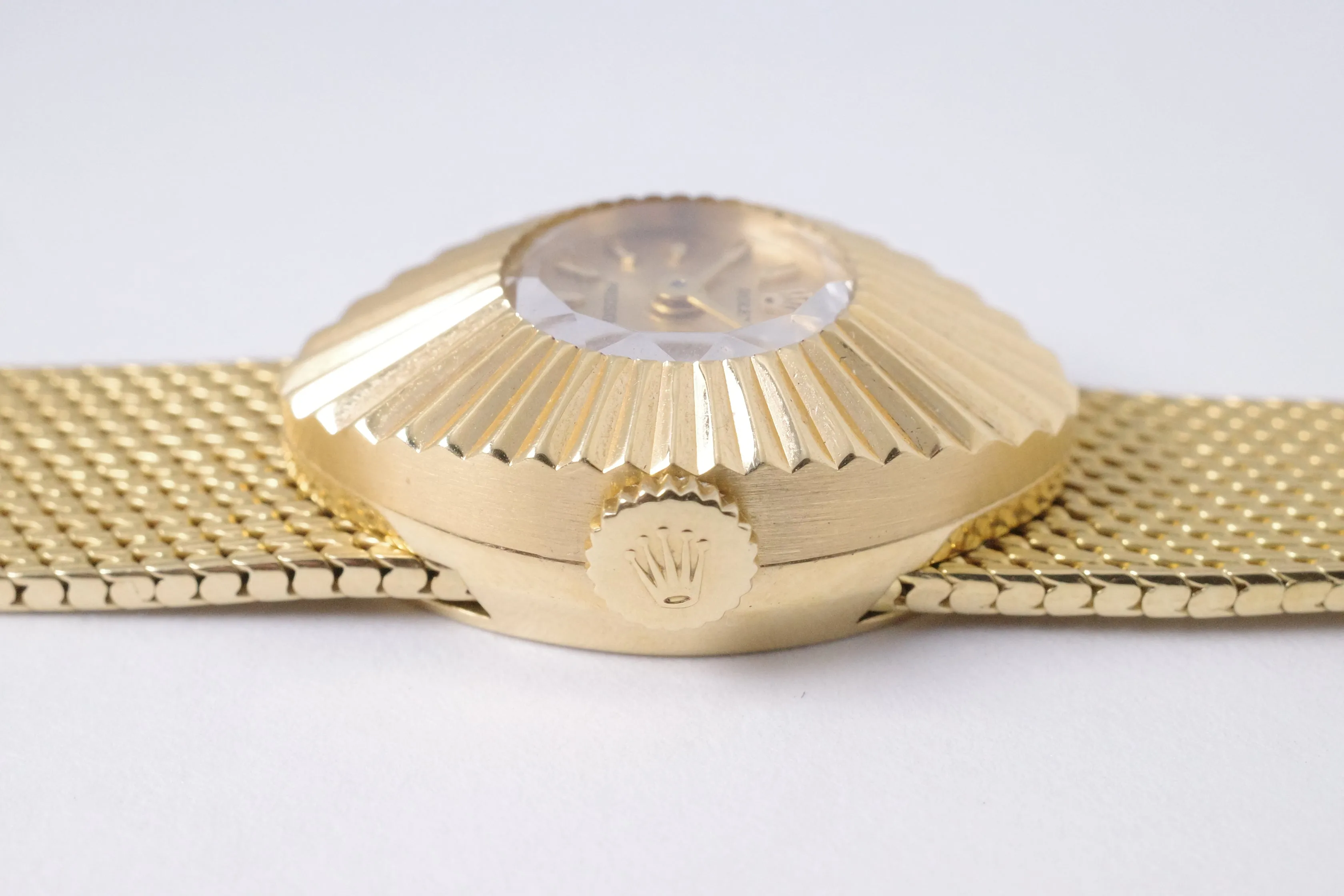 ROLEX VINTAGE YELLOW GOLD CHAMELEON ALMOND ON MILANESE BRACELET $5,975