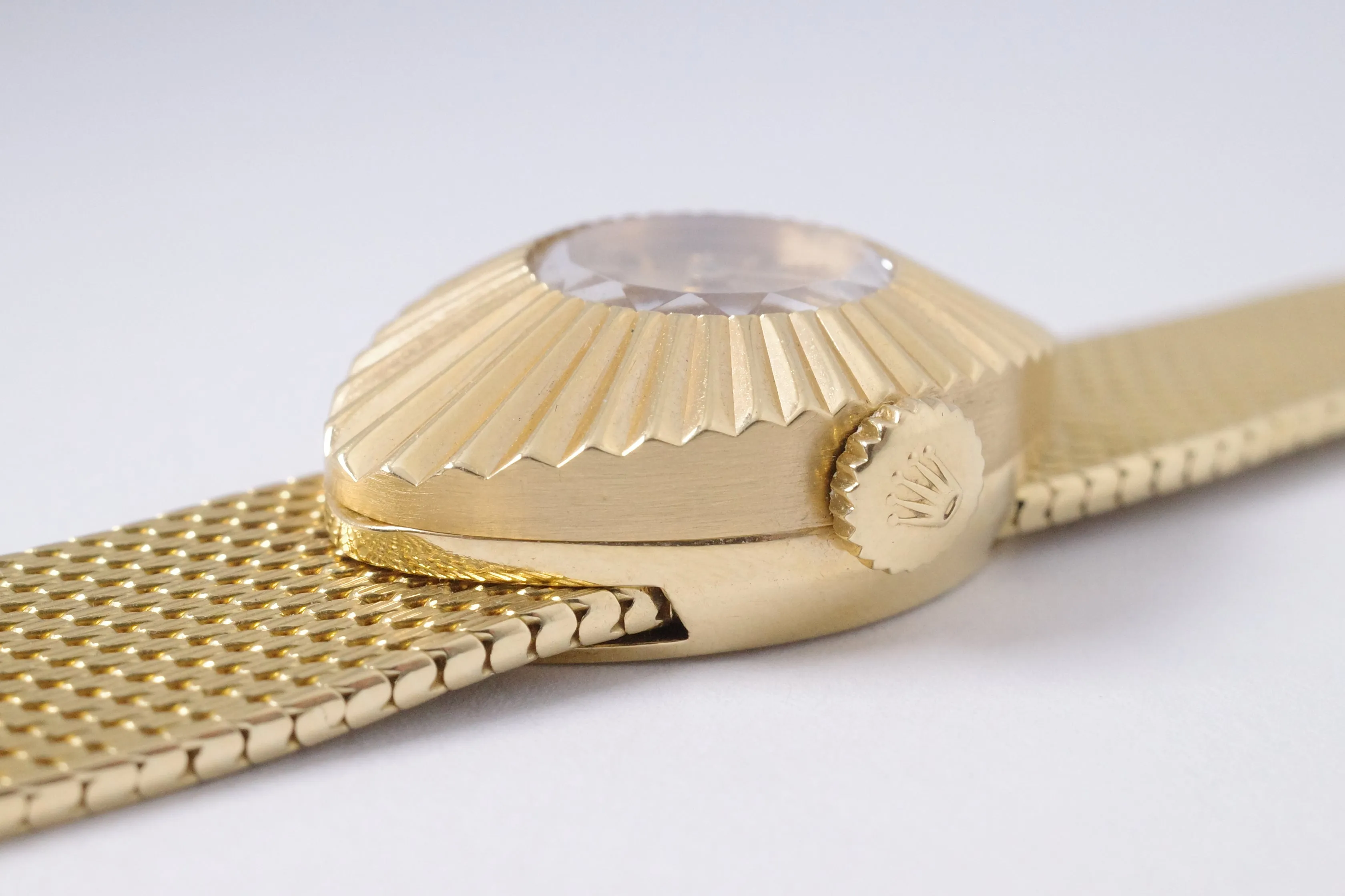 ROLEX VINTAGE YELLOW GOLD CHAMELEON ALMOND ON MILANESE BRACELET $5,975