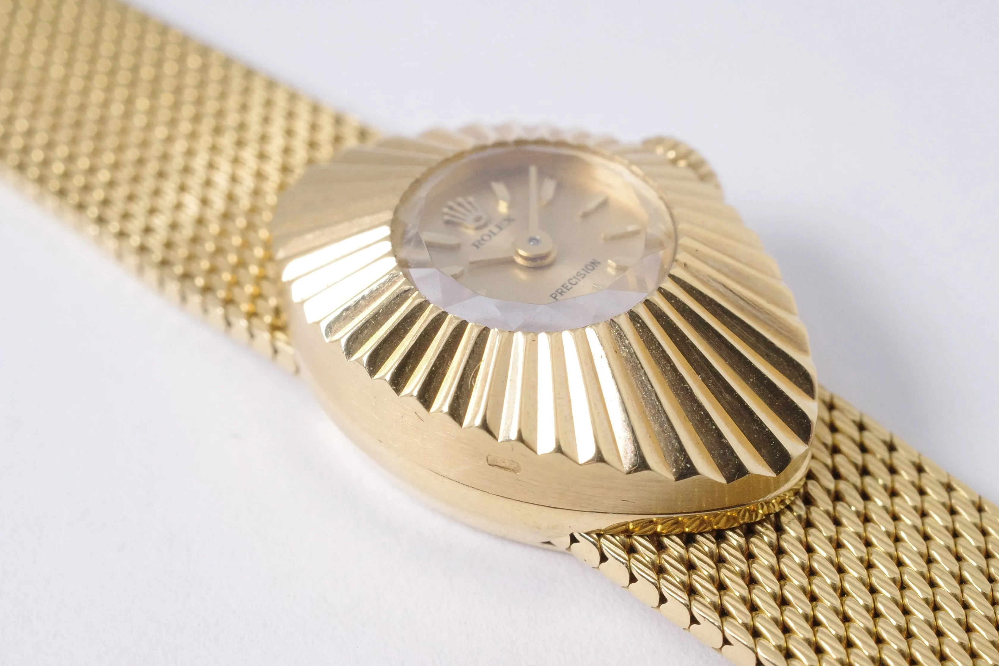 ROLEX VINTAGE YELLOW GOLD CHAMELEON ALMOND ON MILANESE BRACELET $5,975