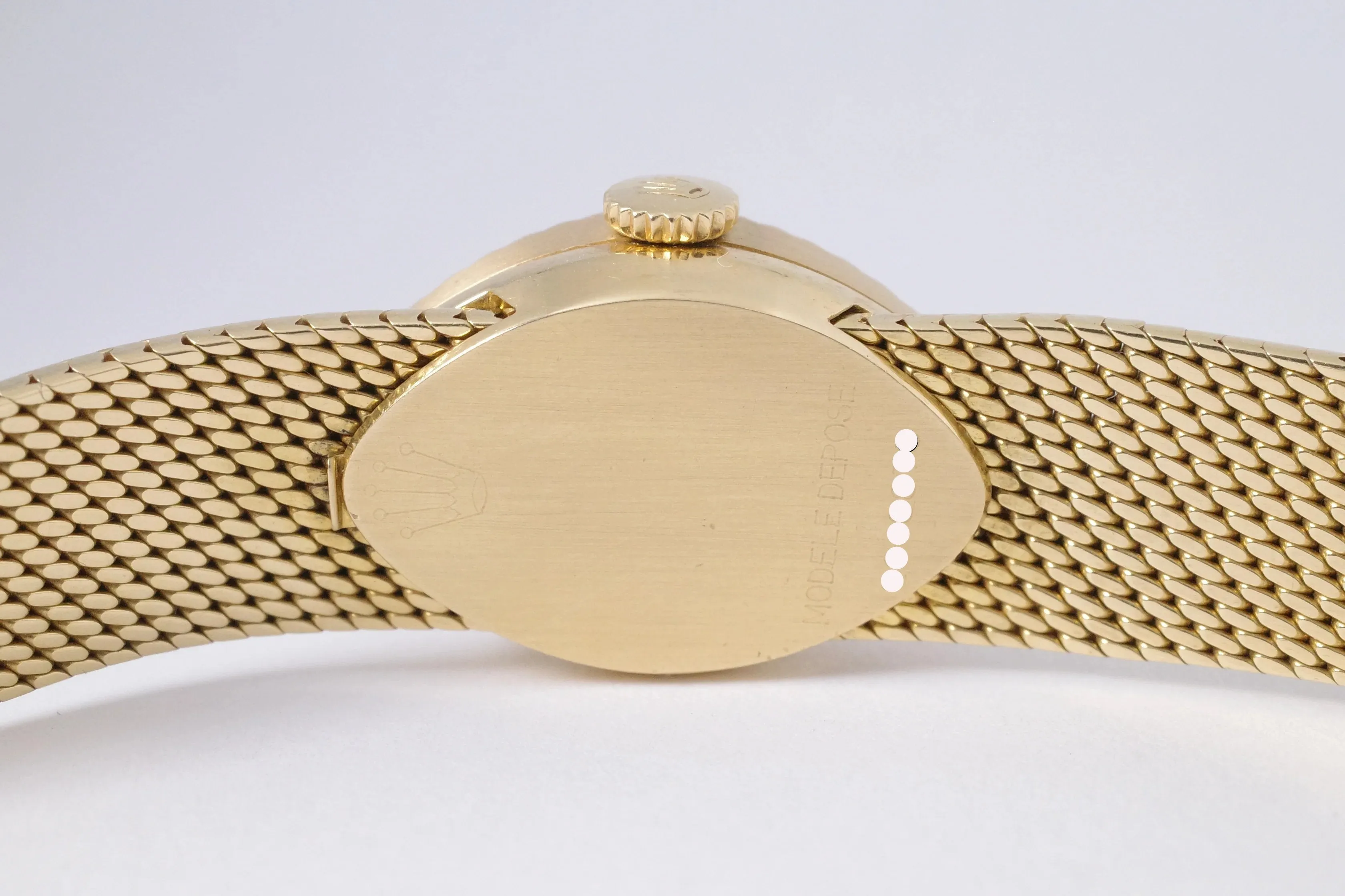 ROLEX VINTAGE YELLOW GOLD CHAMELEON ALMOND ON MILANESE BRACELET $5,975