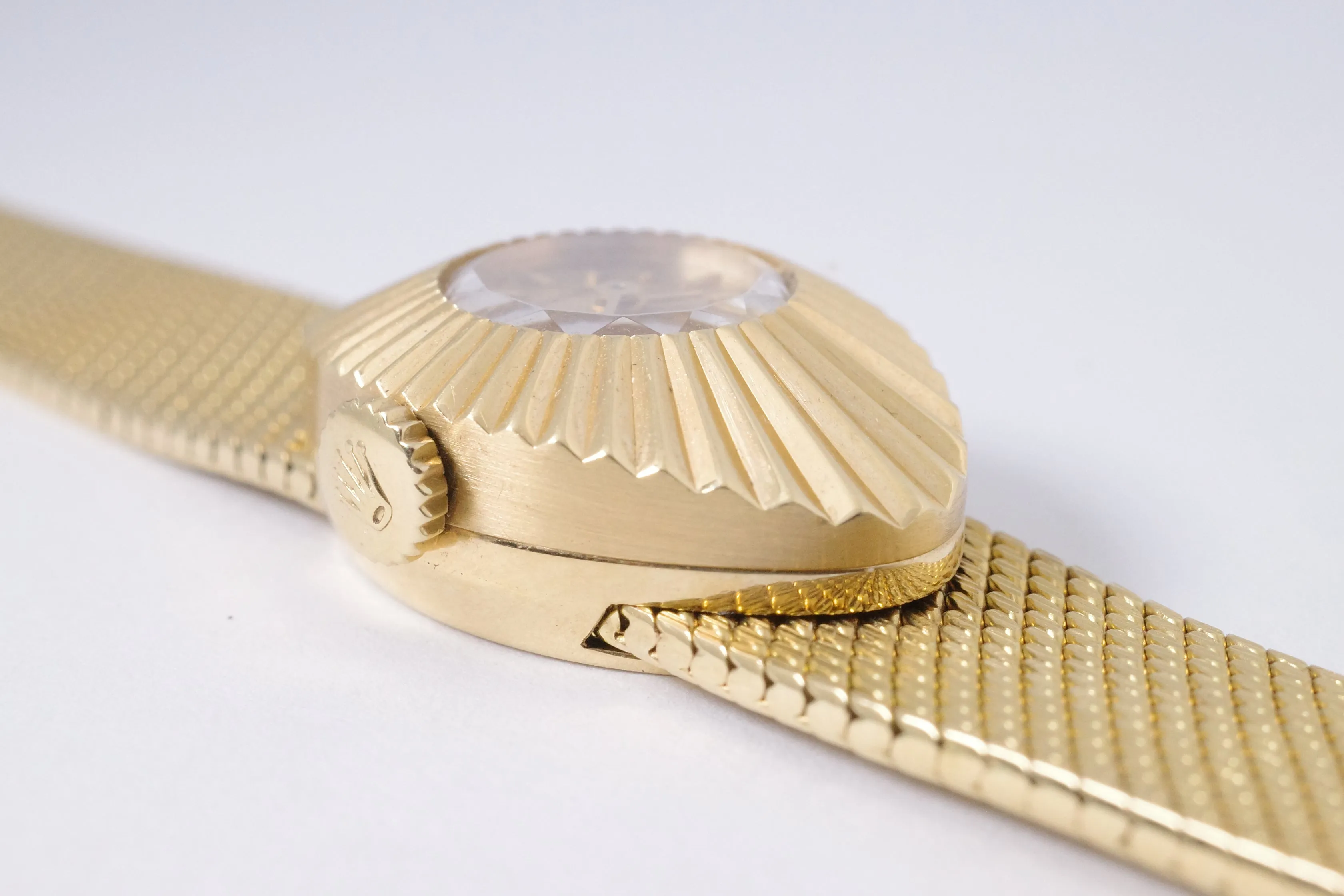 ROLEX VINTAGE YELLOW GOLD CHAMELEON ALMOND ON MILANESE BRACELET $5,975