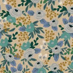 Rosa - Blue Unbleached Canvas  -- Garden Party by Rifle Paper Co. for C   Steel