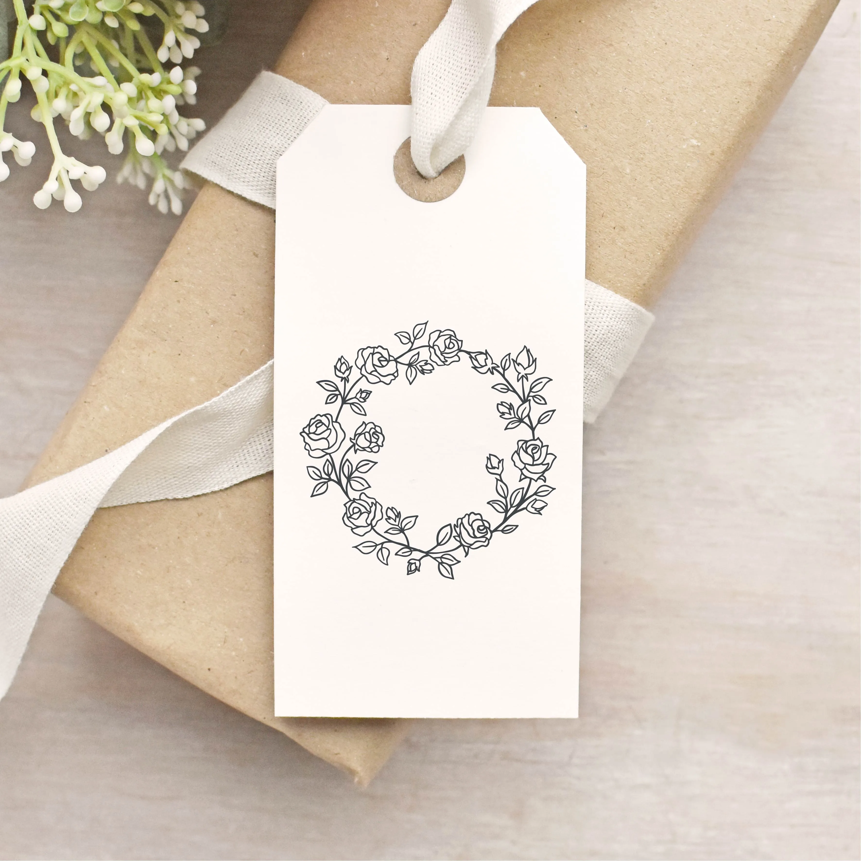 Rose Wreath Rubber Stamp