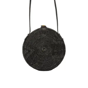 Round Bali Rattan Bag-Black