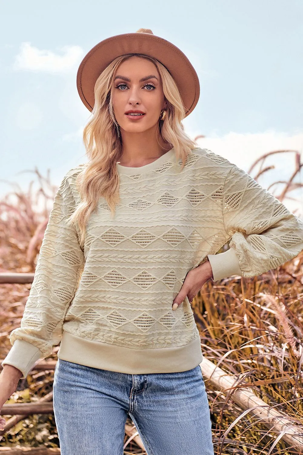 Round Neck Long Sleeve Knit Top