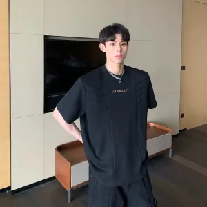 Round Neck T-shirt with Shoulder Pads