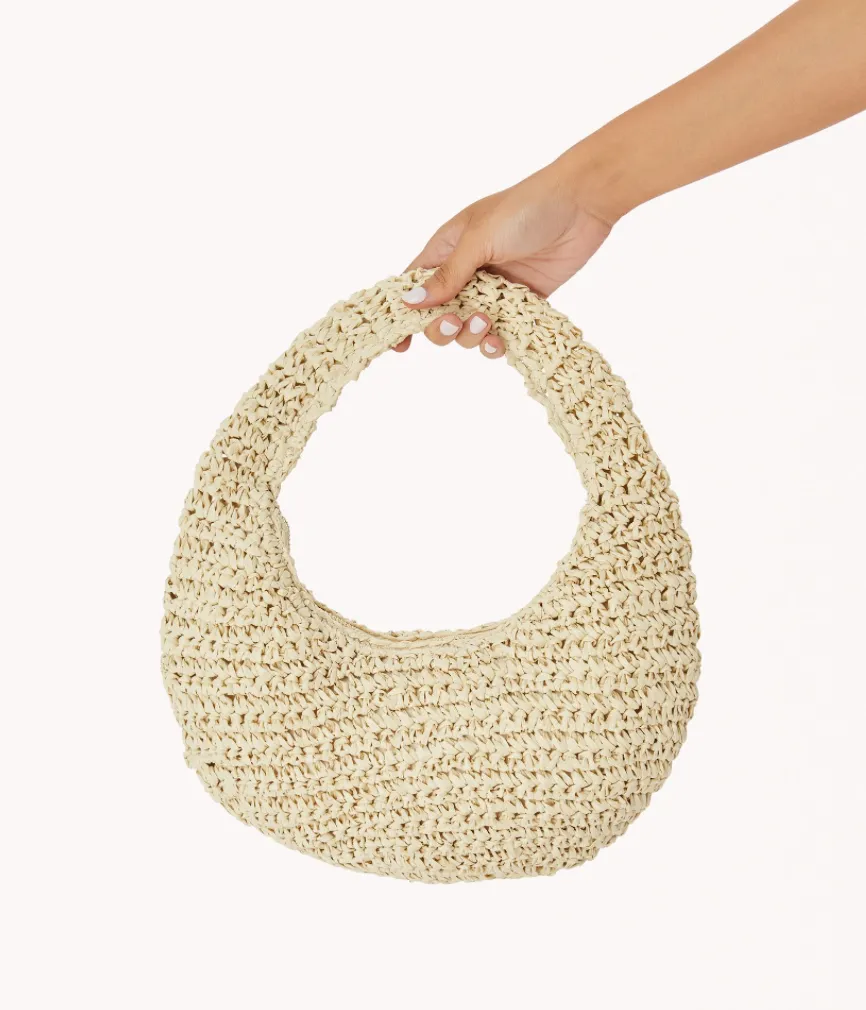 Round Raffia Shoulder Bag