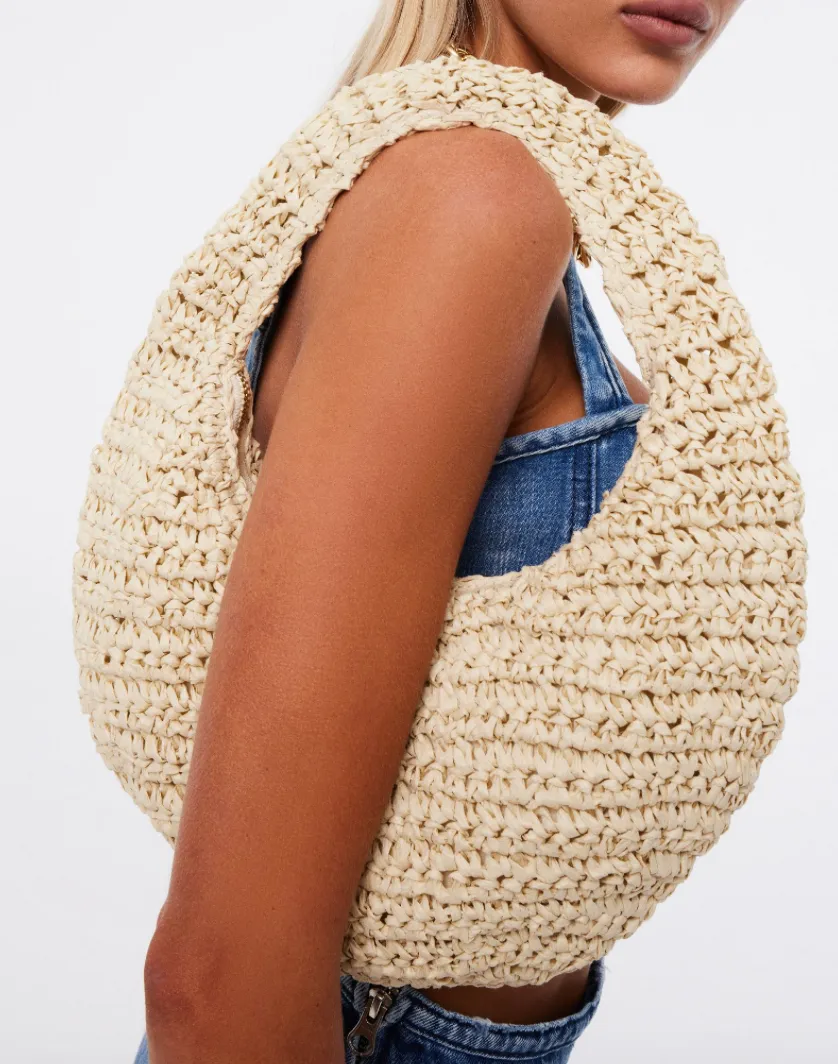 Round Raffia Shoulder Bag