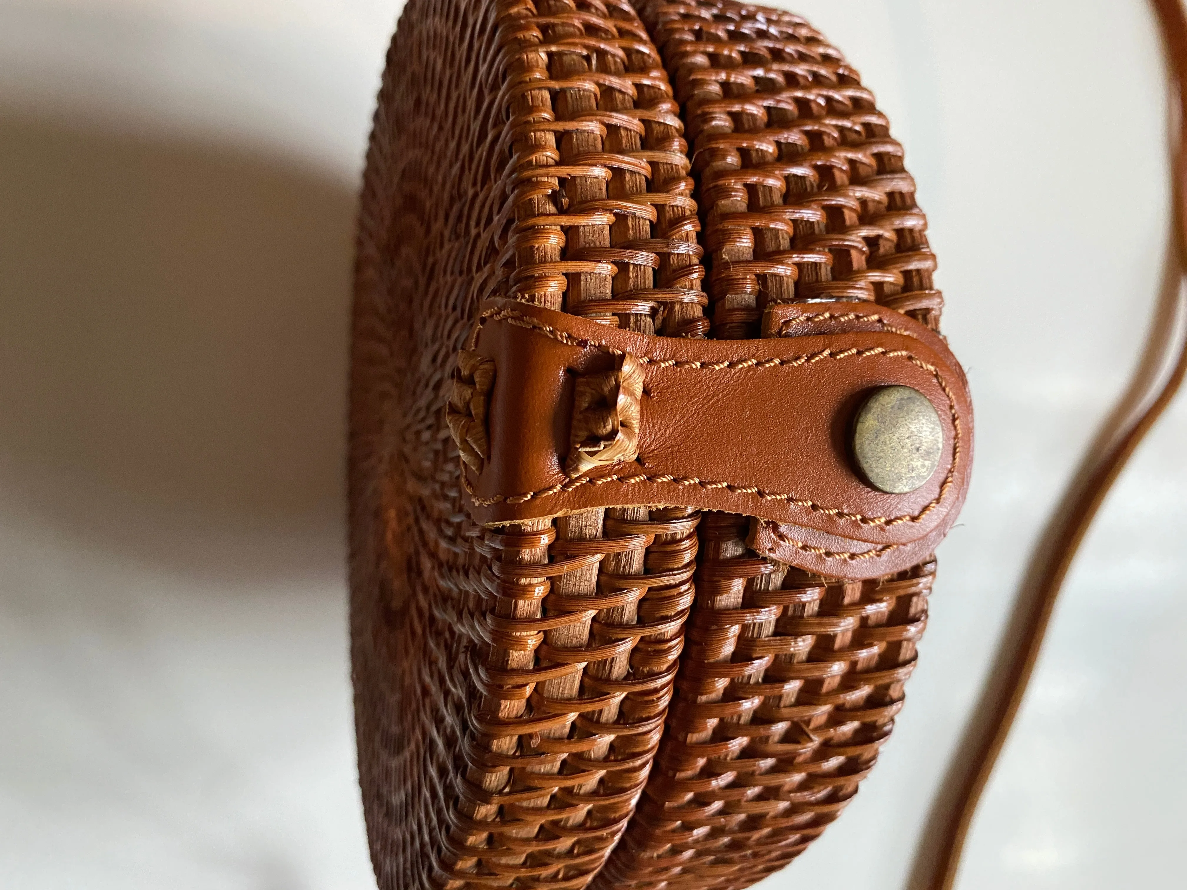 Round Rattan Wicker Summer Bag Purse - Marley