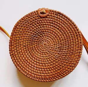 Round Rattan Wicker Summer Bag Purse - Marley