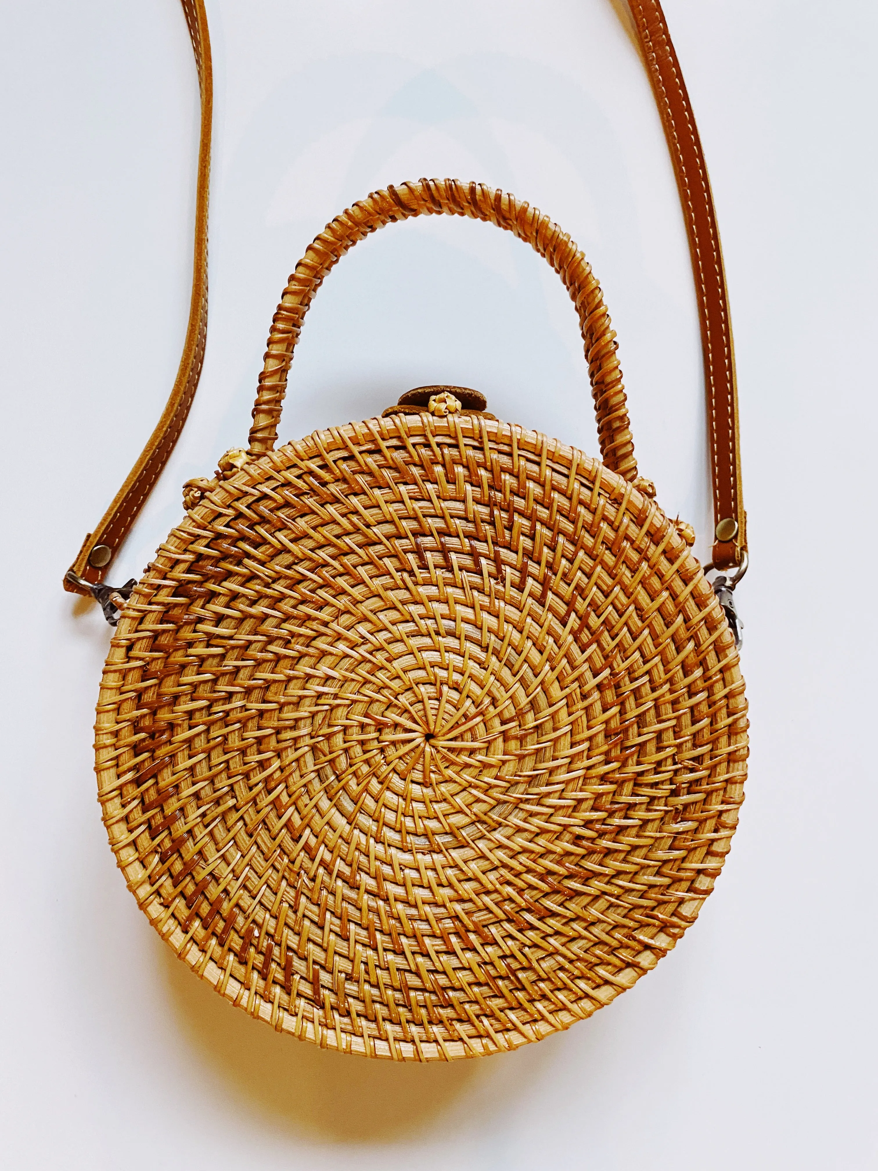 Round Rattan Wicker Summer Bag Purse - Sunny