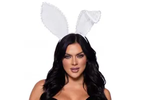 Ruffle Trimmed Bendable Bunny Ears - White