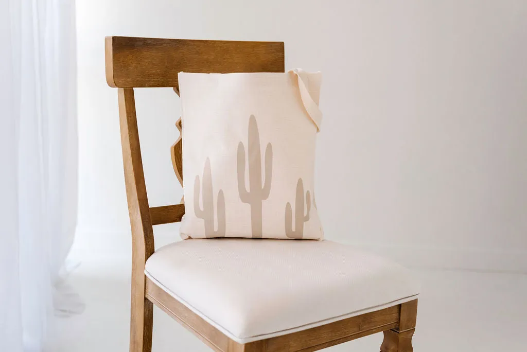 Sage Saguaro Linen Tote Bag, College Student Gift, Mother's Day Gift, Christmas Gift