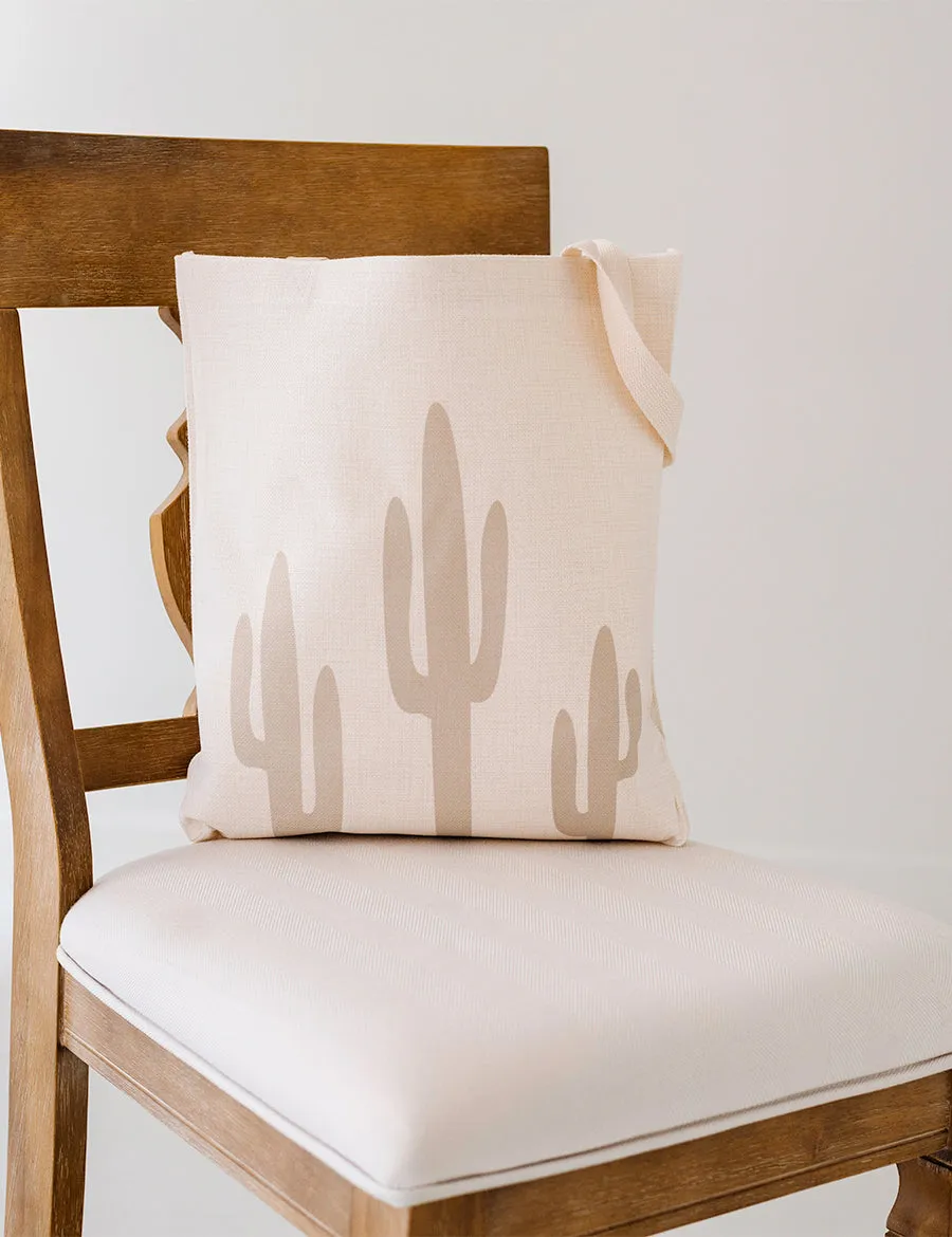 Sage Saguaro Linen Tote Bag, College Student Gift, Mother's Day Gift, Christmas Gift
