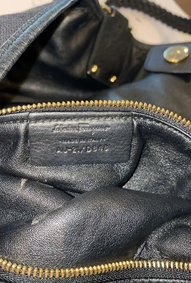 Salvatore Ferragamo Black Gancini Logo Shopper Tote 861086