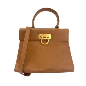 Salvatore Ferragamo Brown Structured Top Handle Bag