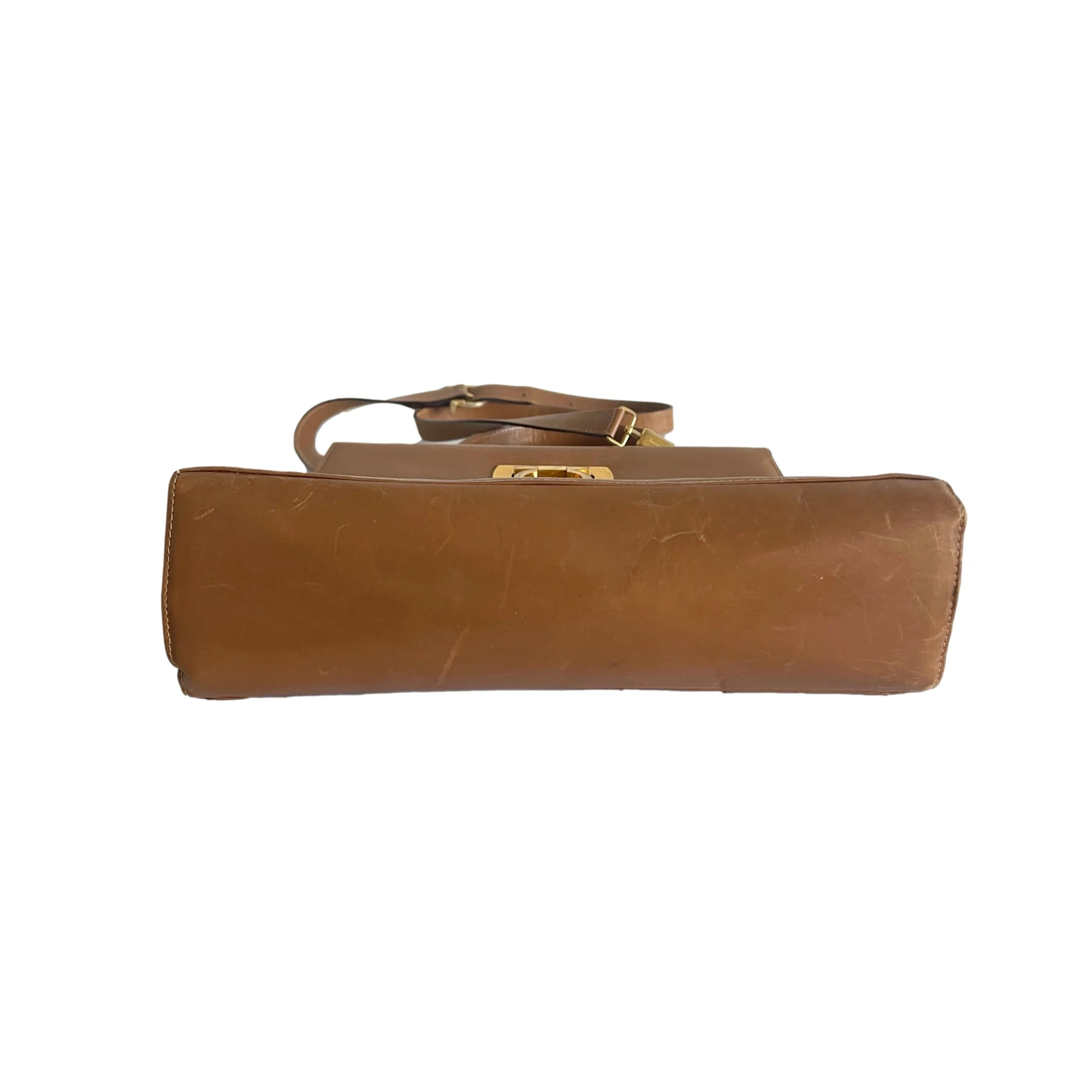 Salvatore Ferragamo Brown Structured Top Handle Bag
