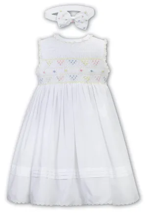 Sarah Louise white hand smocked dress and headband