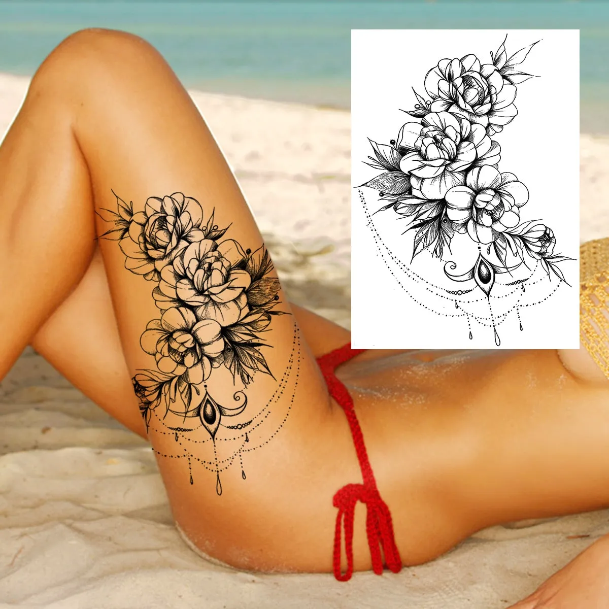 Sexy Flower Temporary Tattoo