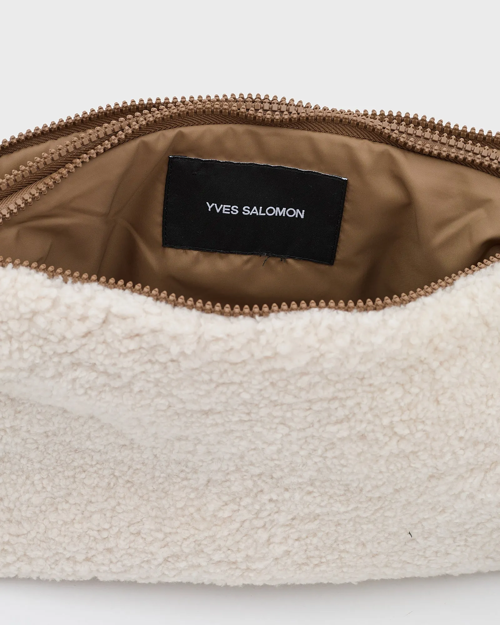 Shearling and leather waist bag