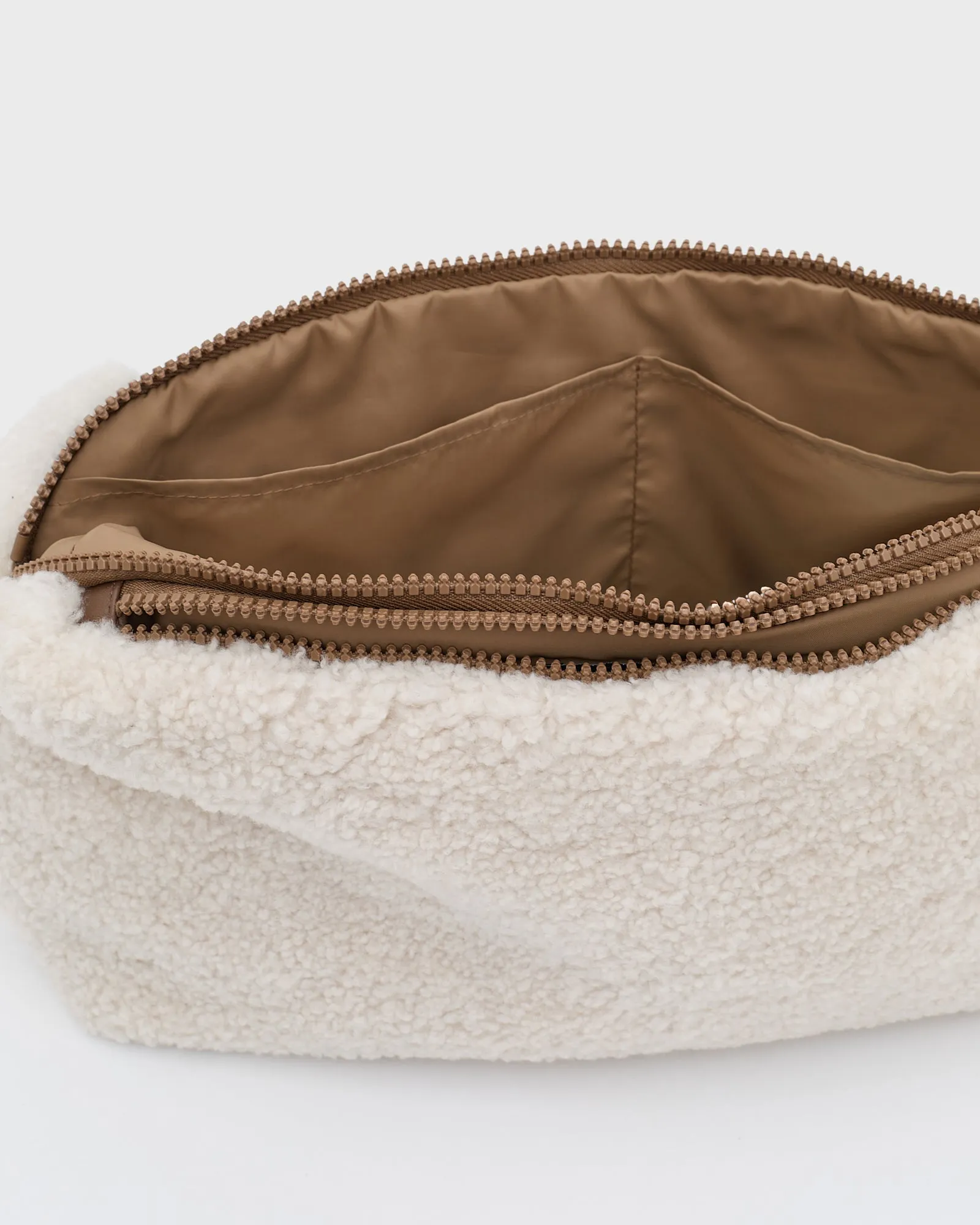 Shearling and leather waist bag