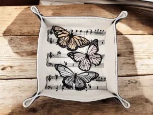 Sheet music and butterflies dice tray