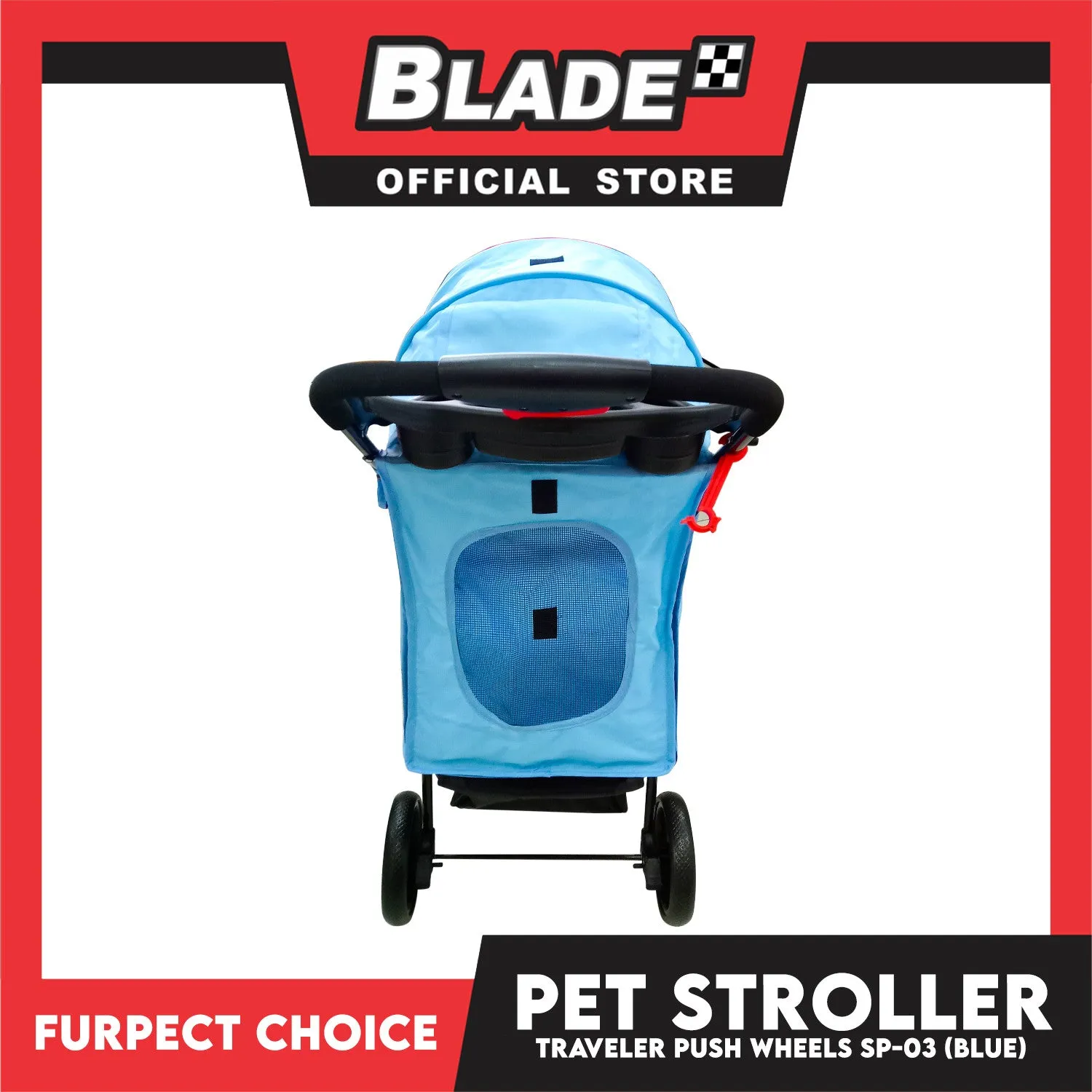 Silver Pet Pet Stroller Travel Push 4 Wheels for Cats and Dogs, Blue Color SP-03