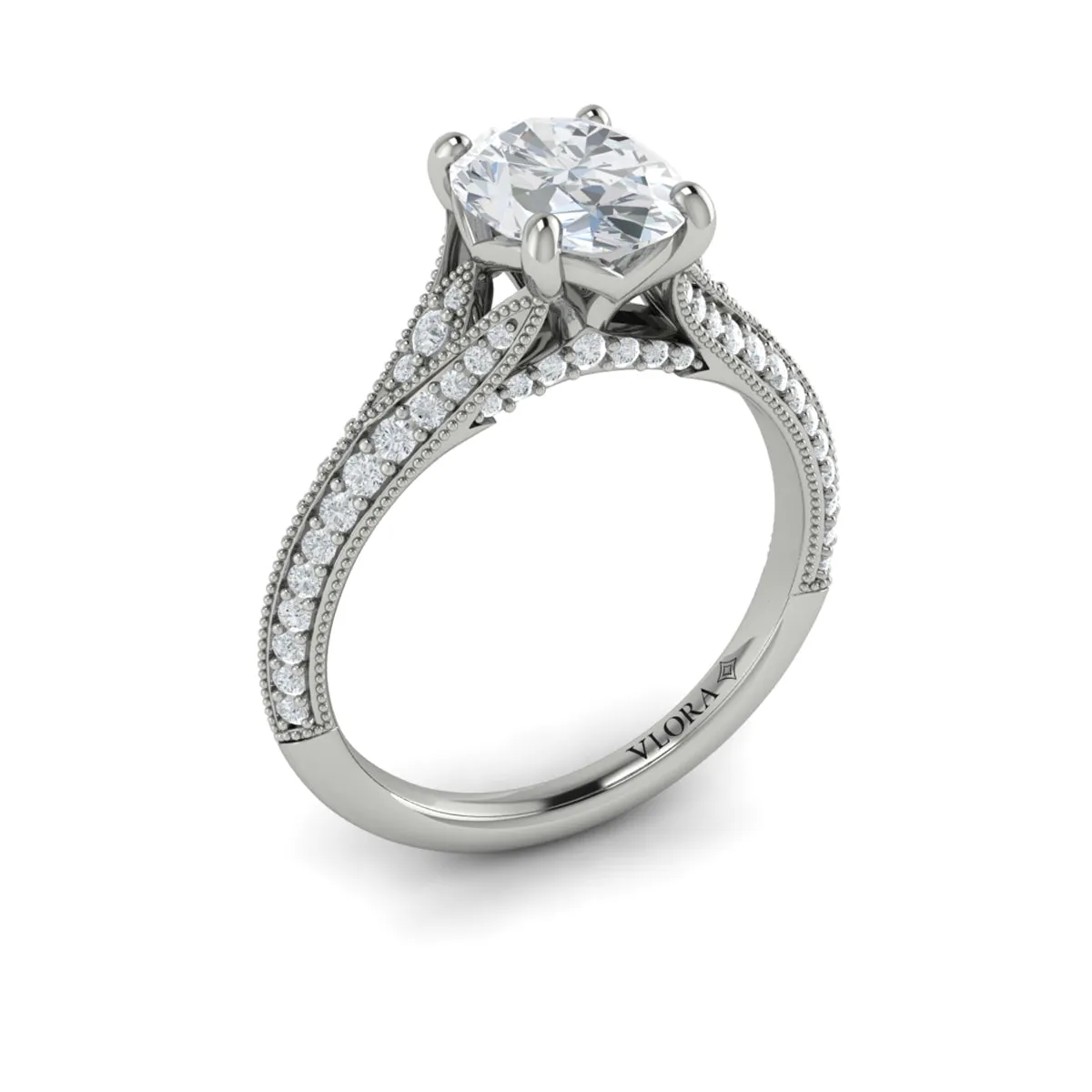 Sincerely, Springer's by Vlora 18k White Gold Oval Engagement Ring Style Mounting