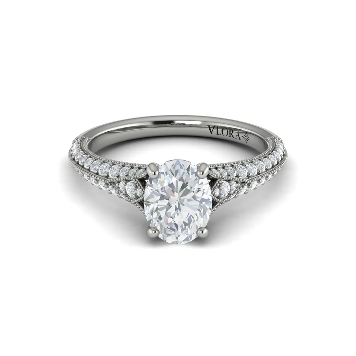 Sincerely, Springer's by Vlora 18k White Gold Oval Engagement Ring Style Mounting