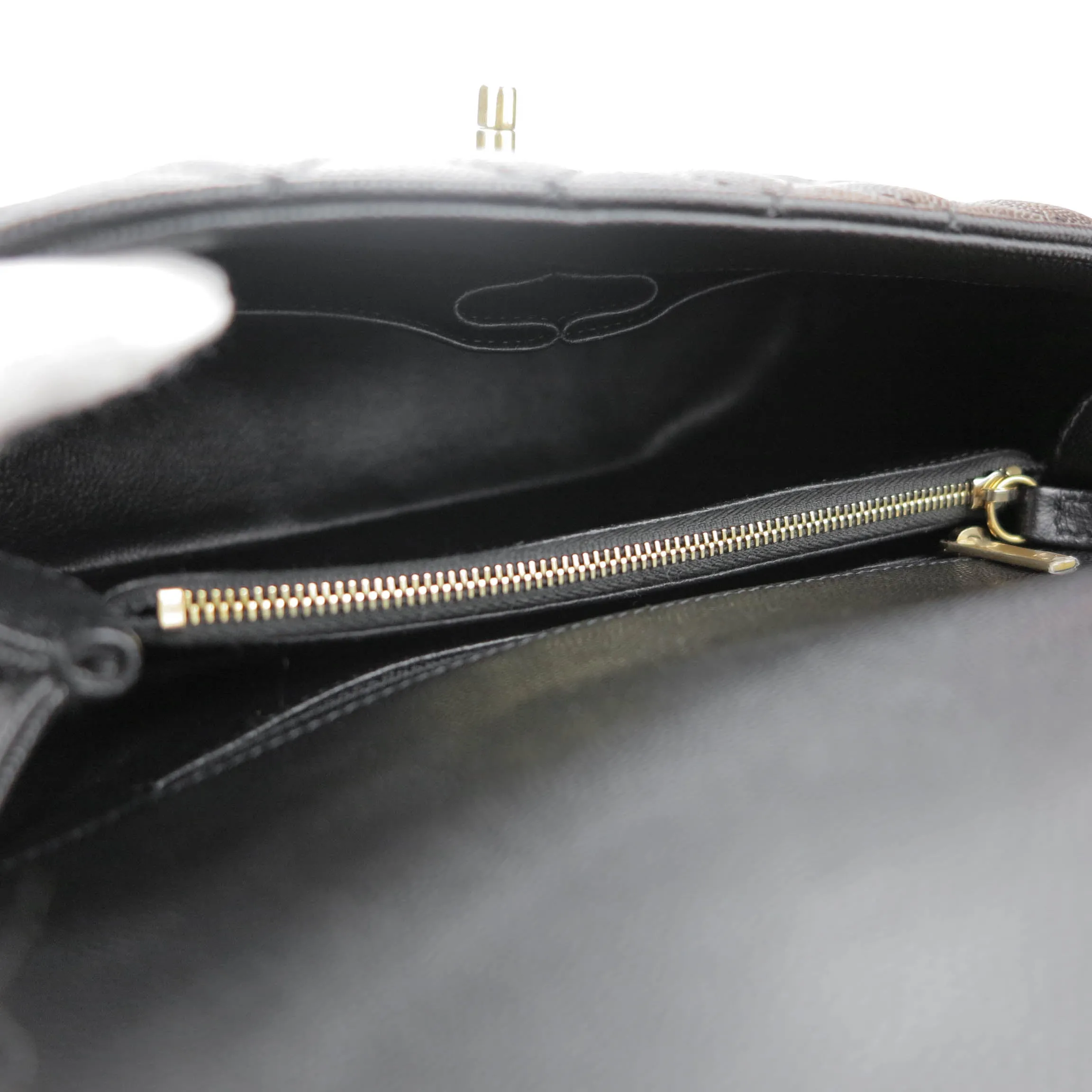 Small Coco Handle Bag with Lizard Handle in Black Caviar