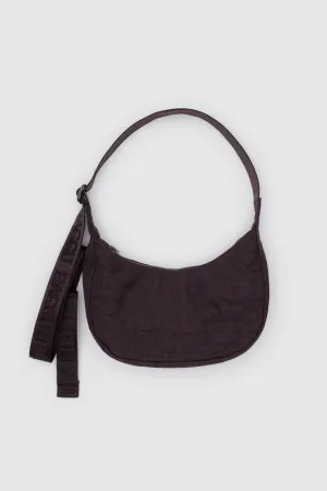 Small Nylon Crescent Bag in Chocolate Plum